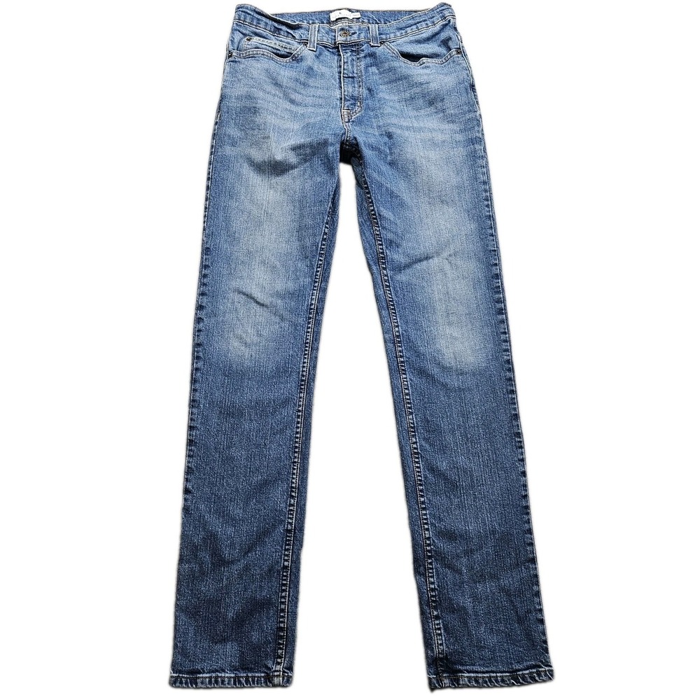 Mens Jeans True Craft 32x34 Blue Slim Straight Leg Denim Mid Rise Medium Wash